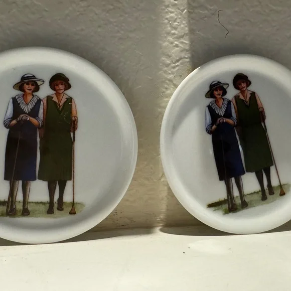 Vintage Ceramic Woman’s Golf Theme Coasters - Picture 2 of 7